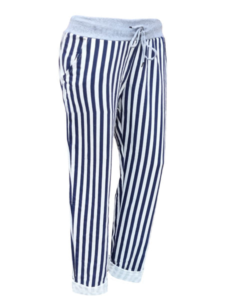 Anne + Kate Italian Small Stripe Navy Pants 10-12