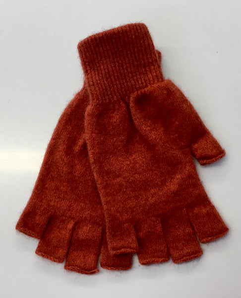 Possum Merino Fingerless Gloves Rust