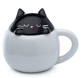 Adormals Black Cat Peeping Lidded Ceramic Mug