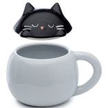 Adormals Black Cat Peeping Lidded Ceramic Mug