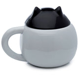 Adormals Black Cat Peeping Lidded Ceramic Mug