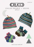 Crucci Childs 4ply Beanie + Socks Knitting Pattern #2214
