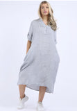 Anne + Kate Italian Plain Linen Mandarin Neck Dress