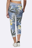 Anne + Kate Italian Tropical Floral Light Denim Print Trousers 10-12