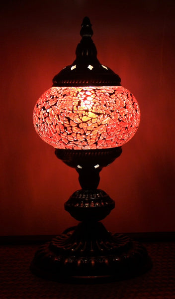 Turkish Mosaic Table Lamp Standard 33cm Cracked Red