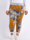 Anne + Kate Italian Blossom Print Mustard Pants 14-18