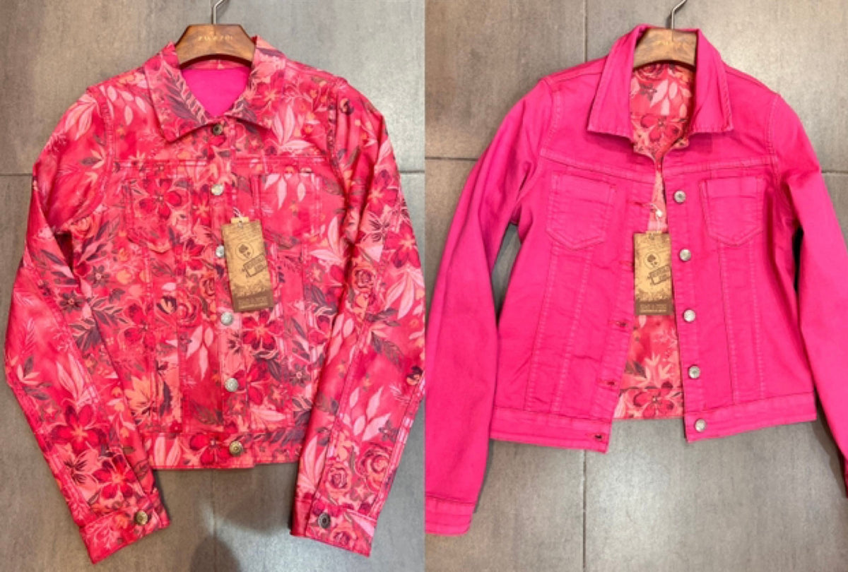 Pink denim cheap jacket nz