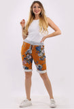 Anne + Kate Italian Blossom Print Mustard Shorts 10-14