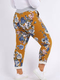 Anne + Kate Italian Blossom Print Mustard Pants 14-18