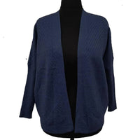 Ribbed Detail Hip Long Open Front Cardigan