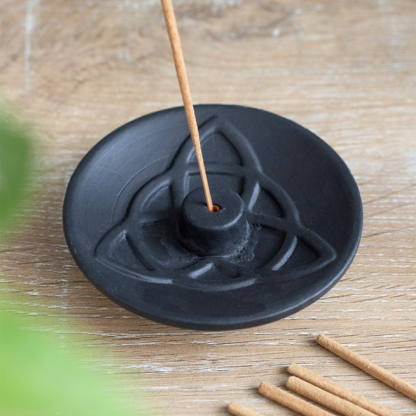 Black Triquetra Terracotta Incense Plate