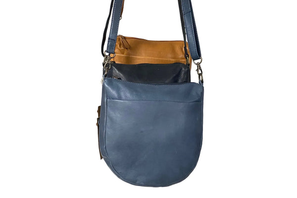 Rugged Hide Patty - Navy Leather Cross Body Bag