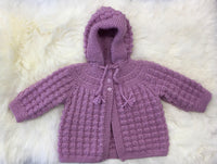 Hand Knitted Waffle Hooded Cardigan 6-9 Months