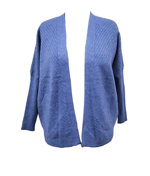 Ribbed Detail Hip Long Open Front Cardigan