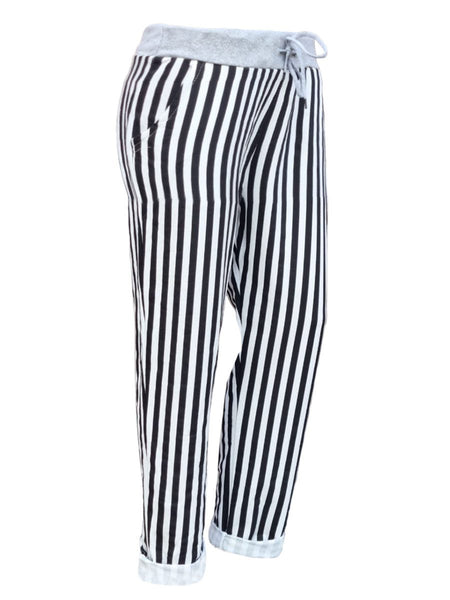 Anne + Kate Italian Small Stripe Black Pants 10-12