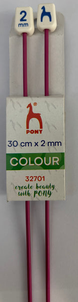 Pony Matte Annodised Colour Aluminium Knitting Needles 30cm