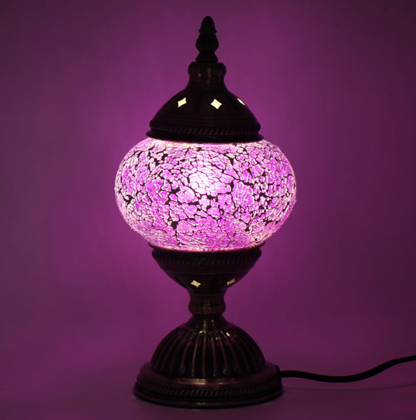 Turkish Mosaic Table Lamp Small Cracked Purple V1