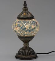 Turkish Mosaic Table Lamp Small Cracked Teal V1