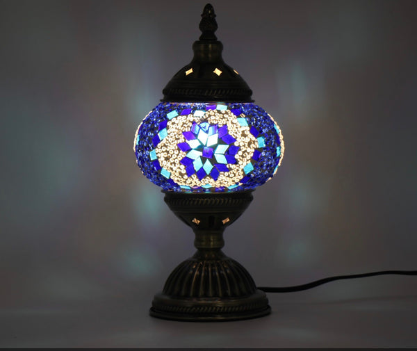 Turkish Mosaic Table Lamp Small Blue V1