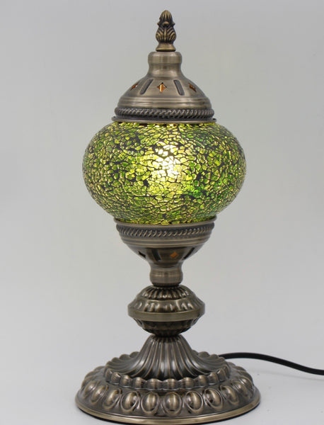 Turkish Mosaic Table Lamp Standard 33cm Green  Cracked