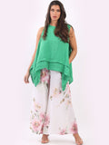 Anne + Kate Italian Floral Linen Palazzo Pants