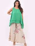 Anne + Kate Italian Floral Linen Palazzo Pants