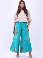 Anne + Kate Italian Floral Linen Palazzo Pants