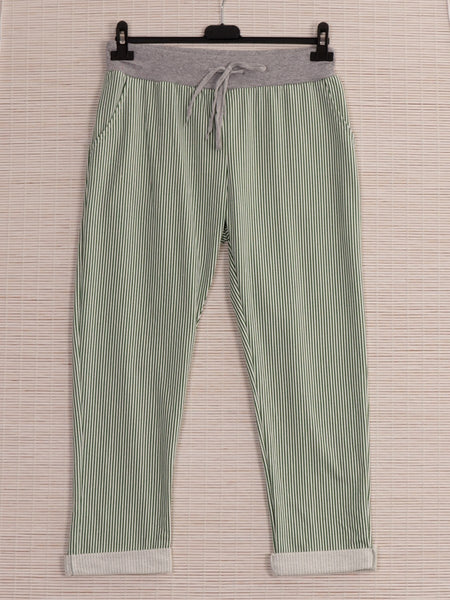 Anne + Kate Italian Ragusa Stripe Green Pants 10-12