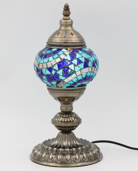 Turkish Mosaic Table Lamp Standard 33cm - River Blue