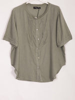 Anne + Kate Italian Sicily Pleated Linen Blend Top