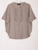 Anne + Kate Italian Sicily Pleated Linen Blend Top