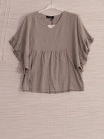 Anne + Kate Positano Frilled Sleeves Linen Blend Top