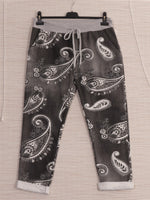 Anne + Kate Italian Paisley Black Pants 14-18