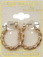 Ear Sense Earrings F3-3185 20mm Gold Rope Twist Hoops