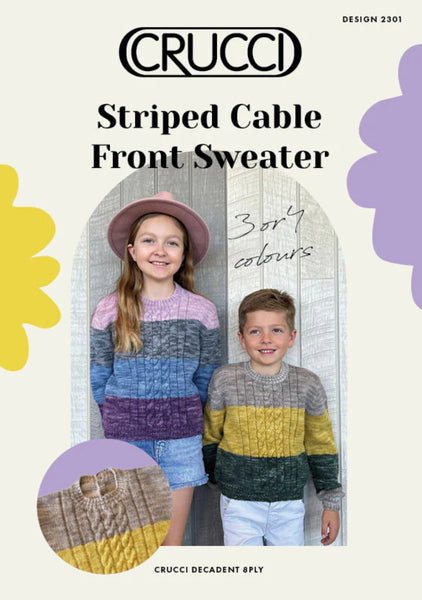 Crucci Striped Cable Front Sweater, Knitting Pattern #2301