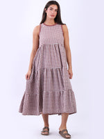 Anne + Kate Italian Cotton Tiered Gingham Tank Dress