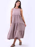 Anne + Kate Italian Cotton Tiered Gingham Tank Dress