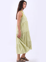 Anne + Kate Italian Cotton Tiered Gingham Tank Dress