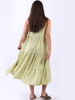 Anne + Kate Italian Cotton Tiered Gingham Tank Dress