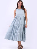 Anne + Kate Italian Cotton Tiered Gingham Tank Dress