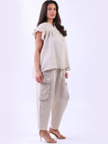 Anne + Kate Italian Linen Lagenlook Ruffle Blouse