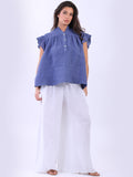 Anne + Kate Italian Linen Lagenlook Ruffle Blouse