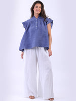 Anne + Kate Italian Linen Lagenlook Ruffle Blouse