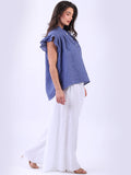 Anne + Kate Italian Linen Lagenlook Ruffle Blouse