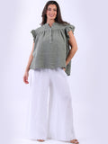 Anne + Kate Italian Linen Lagenlook Ruffle Blouse