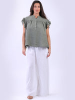 Anne + Kate Italian Linen Lagenlook Ruffle Blouse