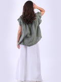 Anne + Kate Italian Linen Lagenlook Ruffle Blouse