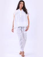 Anne + Kate Italian Linen Lagenlook Ruffle Blouse