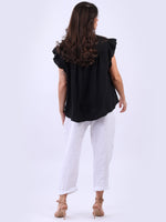 Anne + Kate Italian Linen Lagenlook Ruffle Blouse