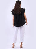 Anne + Kate Italian Linen Lagenlook Ruffle Blouse